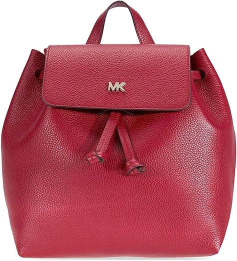 Michael Kors Junie Medium Flap Backpack Maroon Leather 